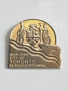 4/$20 Vintage 1834-1984 City of Toronto 2 Tone Brass/Nickel Collector's Pin!!